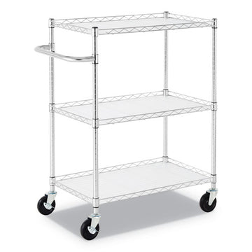 Alera® 3-shelf Wire Cart With Liners, 34.5w X 18d X 40h, Silver, 600-lb Capacity freeshipping - TVN Wholesale